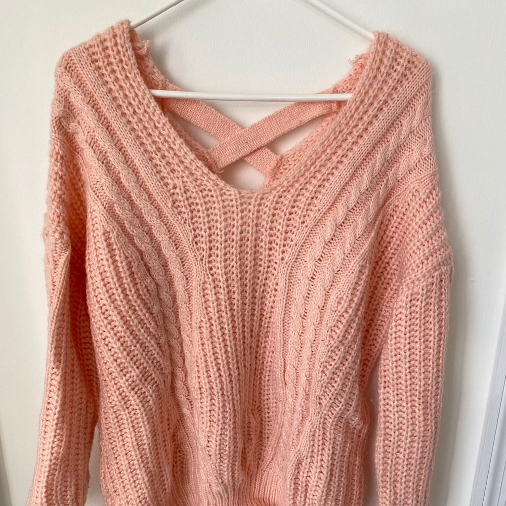 Cozy pink knit sweater